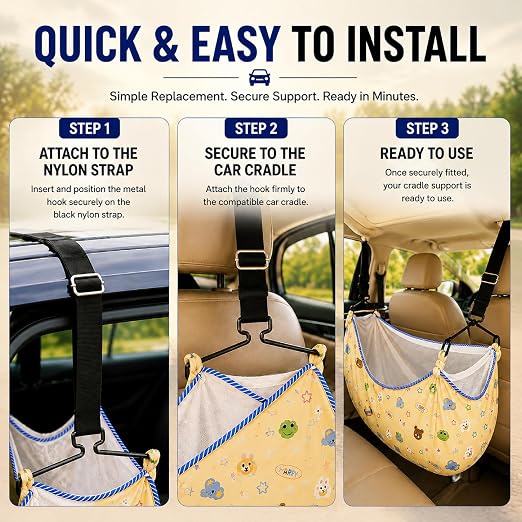Baby Car Seat Toy Hanging Hooks | Steel Toy Holder for Stroller & Cradle