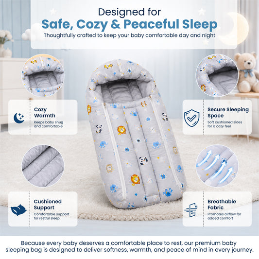 3-in-1 Baby Sleeping Bag with Carry Nest & Soft Mattress | Newborn Baby Bed 0–12 Months